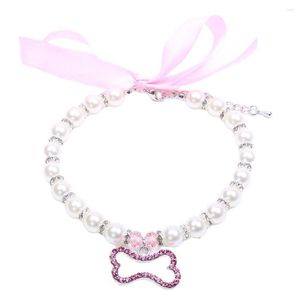 Hundebekleidung Haustier Perlen Halskette Halsband Strassgründer Knochen Charme Welpe Schmuckzubehör für weibliche Hunde Katzen klein Medium