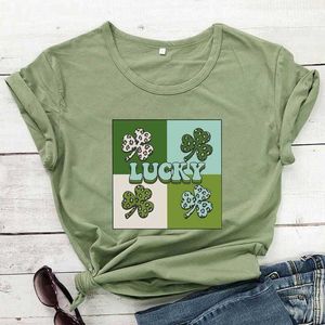 T-shirt fortunata T-shirt colorata Shamrock Graphic St. Patricks Day Tee da donna alla moda