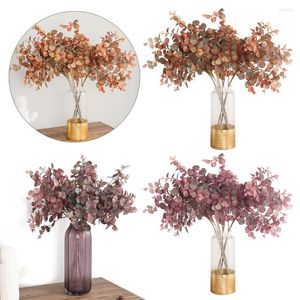 Dekorativa blommor 70 cm eukalyptus trädgren Konstgjorda växter Simulering Silk Fake LEAF Autumn Style Home Decoration Party Garden