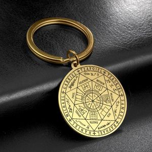 Keychains Dawapara, o selo de sete arcanjos de Asterion Solomon Kabbalah Amulet Pingentents Keyring Keychain de aço inoxidável