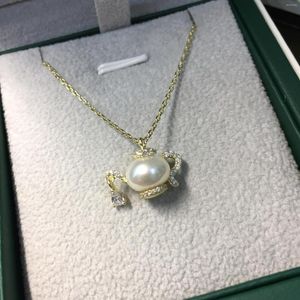 Pendant Necklaces Shinning Teapot Pearl Necklace S925 Sterling Freshwater Chain Women Gifts