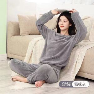 Women's Sleepwear Women Winter Flannel Pajama Set Fleece Pajamas Homewear Thick Warm Velvet Female Suit Fall Sweatshirt Ladies Pyjama 221102