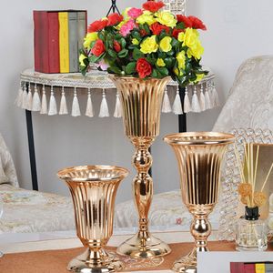 Vasos vasos versáteis de casamento de metal centerpieces trompete para festa em casa decoração design moderno 220928 entrega 20 dhv3m