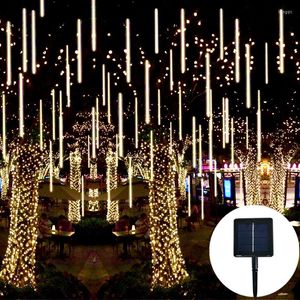 Strings 4 Set Solar LED Meteor Shower Garland Świąteczny pasek Światło Wodoodporne światła bajkowe na ogrodowe ulice Dekoracja Bożego Narodzenia