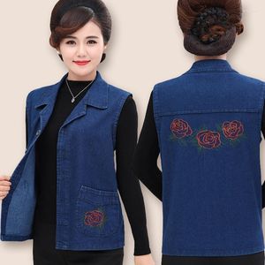 Gilet da donna Giubbotto di jeans da donna 2022 Primavera Autunno Mid Long senza maniche Gilet corto da donna Top casual monopetto femminile