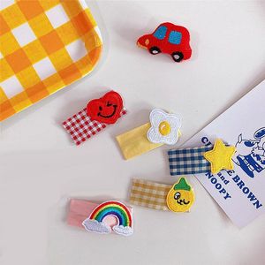 Haarschmuck 1 Stück Cartoon Kinder Snap Clips Baby Mädchen Plaid Stoff Schulstil Süße Pins Haarspangen Kopfbedeckung