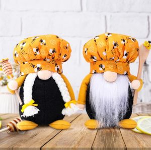 Party Favor Bee Dwarf Chef Gnome Mini Man Woman Scandinavian Honey Bee-Dwarf Doll Faceless Bee Home Farmhouse Kitchen Decor SN51