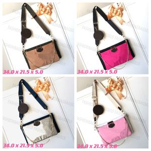 MAXI MULTI POCHETTE Torba damska Torebka 3 w 1 Torby z łańcuszkami Econyl Mini Monogramy Wyjmowana nylonowa klapa Messenger Odpinany okrągły portfel na monety Torebka przez ramię