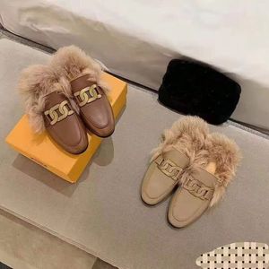 Women's flat sole Fuller slippers Fashion round head hardware surround designer office Party shoelace box 35-41