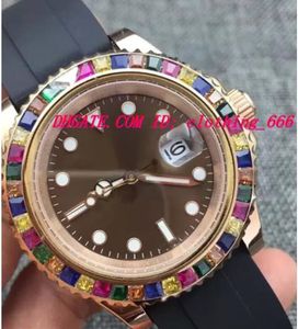 2 Style luksus zegarek Mężczyźni Rose Gold Rainbow Diamond 116695sats Nowa gumowa bransoletka automatyczna moda na rękę na rękę