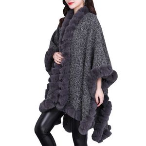 Women's Fur Faux Fur 2021 Women Winter Thick Shawl String Faux Fur Loose Poncho Big Pendulum Capes Big Size Cloak Black Coat With Velvet Lining Warm T221102