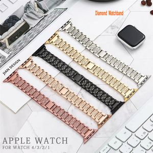 Luxury Diaminds Watchband Straps Compatible with Apple Watch 7 6 5 Bands 38mm 40mm 41mm 42mm 44mm 45mm Women Jewelry Bling Diamond Rhinestone Replacement Metal Strap