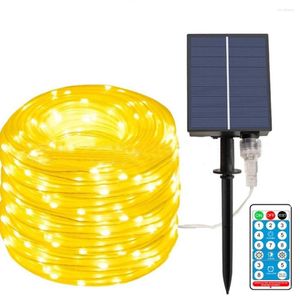 Strings 30M 300 Solar LED Tube Rope Lights Outdoor With Remote Waterproof Fairy String Light Garden Garland Christmas Decor