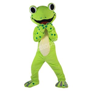 Halloween Green Frog Mascot Costume Simula￧￣o de desenho animado Personagem de anime Tamanho Adultos Time de publicidade ao ar livre de Natal para homens Mulheres