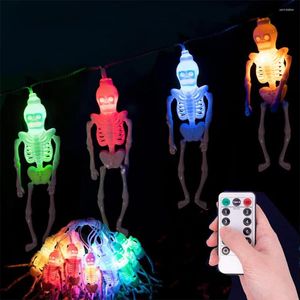 Saiten 10LEDs 20LEDs RGB Schädel Lichterketten Halloween Skelett Licht 8Modi Fernbedienung für Weihnachten Urlaub Home Party Dekoration