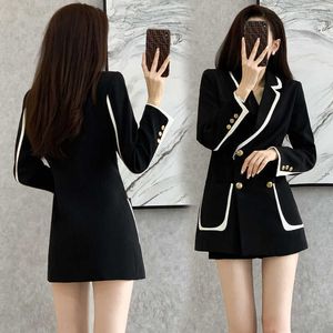 Damskie garnitury Blazery Spring Women Blazer 2022 NOWOŚĆ AUTUMN DAMIS CHIOR CART PŁATNY PLUS DŁUGO SŁOŻone Topy Blezer Blazer podwójnie piersi Femme T221027