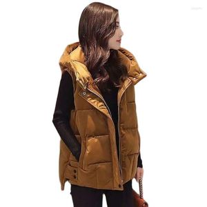 Frauenwesten Herbst Winter Gold Draht Elvet kurze Frauenweste Jacke aus Baumwoll Reißverschluss Loose Casual Ladie External Wear