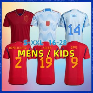 Spanje fans Tees voetbaltruien Wereldbeker Morata Koke Jordi Alba Sarabia Nationaal Team Shirt Gavi Pedri Ferran Sergio Garcia Sarabia Laporte voetbaluniform