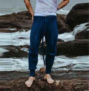 Men Cable Knit Pencil Pants Unique Hippie Boho festival Clothing Style man outfit long pant trousers