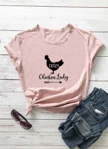 Crazy Chicken Lady Womens Tee T-shirt Printed Arrival Summer Funny Casual Farmer