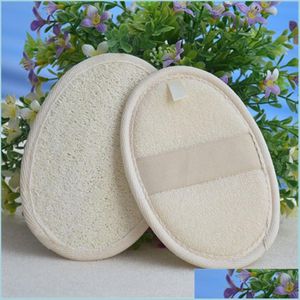 Badwerkzeuge Zubehör Weiches Peeling Natürliches Luffa-Schwammband Bad Griff Pad Dusche Mas Scrubber Pinsel Haut Körper Baden SP DHRQM