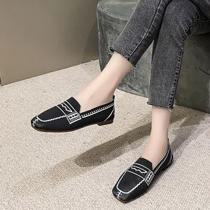 GAI Dress Shoes Women Round Toe Knitted Fabric Slip-on Loafers Ballet Flats Breathable Vulcanized Driving Sneakers Boat 221102