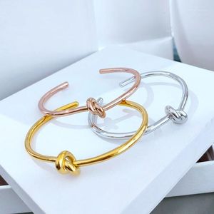 Bangle Fashion M￤rke Personlighet Design Knutad Open Round Rose Gold Armband f￶r kvinnliga m￤n Trend 2022 Julsmycken g￥va