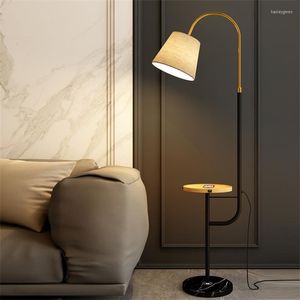 Floor Lamps Wireless Rechargeable Living Room Lamp Fabric Shade Standing Remote Control Dimming Bedroom Bedside Light