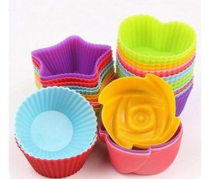 Silikon cupcake m￶gel rose stj￤rna hj￤rta runda formade muffin cupcakes cup bakar m￶gel k￶k baksida maker bricka kakedekor verktyg sn47