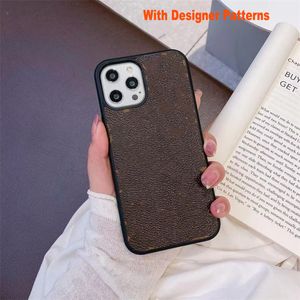 Lyxdesigner PU -lädertelefonfodral för iPhone 14Pro Max 14Plus Fashion Floral Print 11 12 13 Pro Max 12 13 7 8 Plus XR XSmax Brown L Small Flower Full Protective Cover