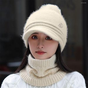 Berets Women Hat Scarf Set WITRPOOF One Size Elegancki wełnianie zimowe