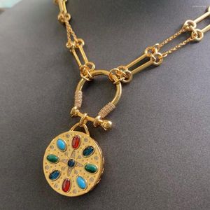 Pendant Necklaces UMGODLY Fashion Brand Necklace Gold Color Multicolor Gem Stone Sun Moon Medal Women Girls Roma Series Jewelry Gift
