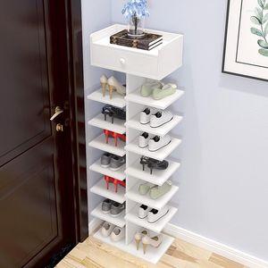 Clothing Storage Safe And Eco-friendly Solid Wood Shoe Cabinet Adjustable Racks Shelf Height Dual Row Fishbone Design Modern Shoes