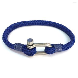 Charm Bracelets Fashion Navy Style Sport Camping Parachute Cord Men With Stainless Steel Shackle Buckle Jewelry SL114