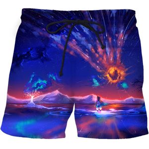 Men's Shorts New Blue Flame 3D Printing Fashion Women Tracksuits Plus Size S-7XL Harajuku 014