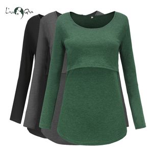 Sleep Lounge LIU QU Breastfeeding Top Maternity Clothes Casual Pregnant Women T Shirt Pregnancy Womens Clothing Plus Size S-XL Autumn Winter 221101