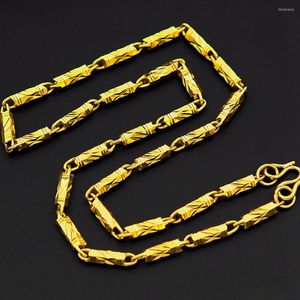 Cadeias de 4 mm de geometria de pilar de 4 mm Men Chain Chain Solid Solid 18K Gold amarelo cheio de ouro clássico Clavicle Clavicle Garufra Presente 50cm/60cm