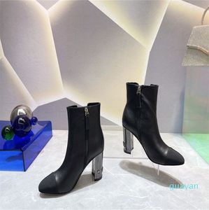 Boots Platform Chunky Heel Leather Shoes Winter Outdoor Lady Party Buckle