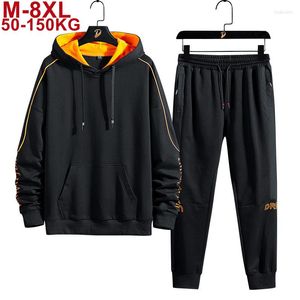 Herrspårsposor plus storlek Huven Huven Herrens träningsuppsättningar överdimensionerade 8xl 7xl 6xl 2 stycken sportkläder trend baggy hoodie harem byxor