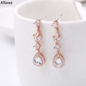 مجوهرات الأميرة الزفاف الحساسة قطع ماركيز الزركون Zircon أزياء المرأة الفضة مطلي المياه إسقاط الأقراط الزفاف CL1339