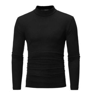 Men's Thermal Underwear Winter Warm Half High Collar Fashion Men Mock Neck Basic T-shirt Black Blouse Pullover Long Sleeve Top L221017