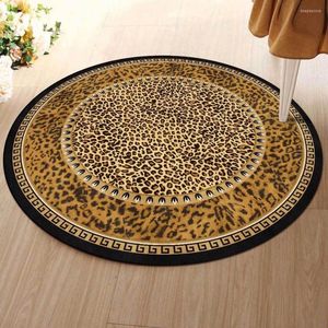 Carpets Leopard Print Mat Living Room Round Carpet Modern European Wild Yellow Brown Black Bedroom Floor Rug Anti Slip Chair Lounge