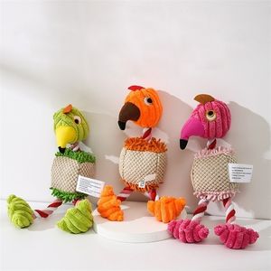 Dog Toys Chews Cute Flamingo Plush Small Large Dogs Squeak Toy Cotton Rope Bite Resistant Puppy Toys Funny Accompany Pets Accessories 221102