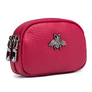 Plånböcker små lädermynt handväska söt kvinnlig pengar väska dubbel blixtlås ny mini för kvinnor l221101