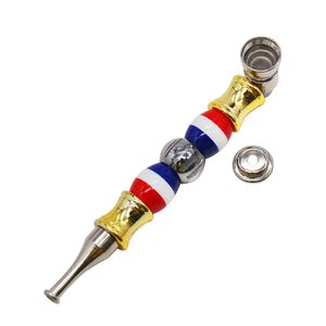 smoke accessory Creative METAL PIPE multi-color round bead straight rod thin mouth cap metal Pipes bongs