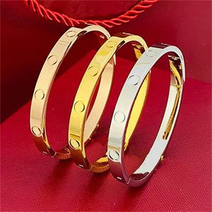 Luxusschmuck Klassischer Armreif Modedesigner-Armbänder Damenarmband Gold Silber Emaille Schmuck 316L Edelstahl Fabrik Großhandel Einzelhandel mit Samtbeutel