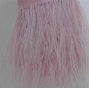 10 yards light pink ostrich feather trimming fringe feather trim on Satin Header inch in width for dress decor2364685