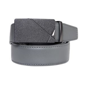 Belts High Quality Cowhide Genuine Leather Belt For Men 3.5cm Width Mens Automatic Buckle Grey