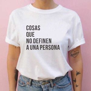 Cosas que no defiennent shirt a una personaスペイン語のフレーズプリント女性Tシャツ