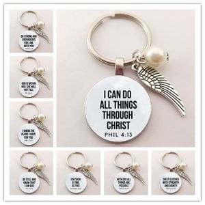 Principais anéis Bíblia Correntes de versículos Faith Keychain Scripture Quote Jóias Cristãas para Amigos Mulheres Menino Inspirador Diretir Droga Smt0t